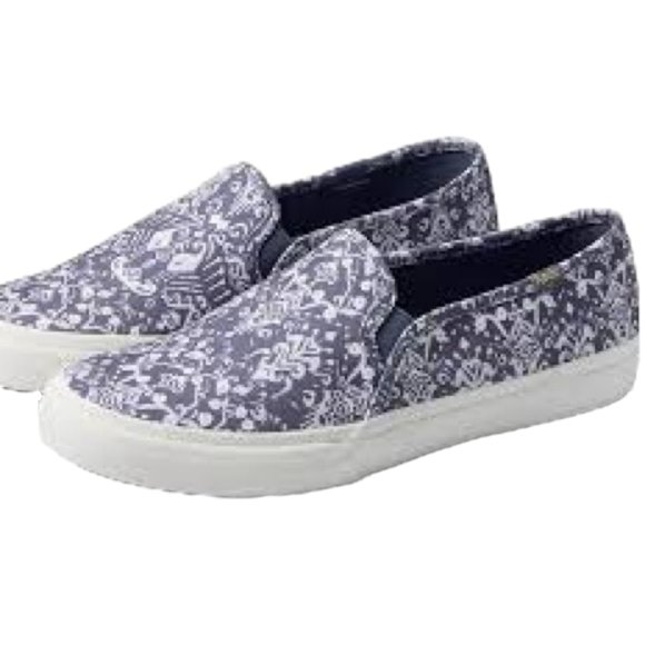 Keds Double Decker Mosaic Canvas Slip-On Sneaker - Blue/White - 9.5 - Picture 1 of 13